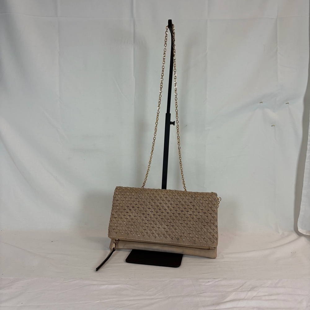 Urban Expressions Vegan Leather Woven Clutch Crossbody Taupe